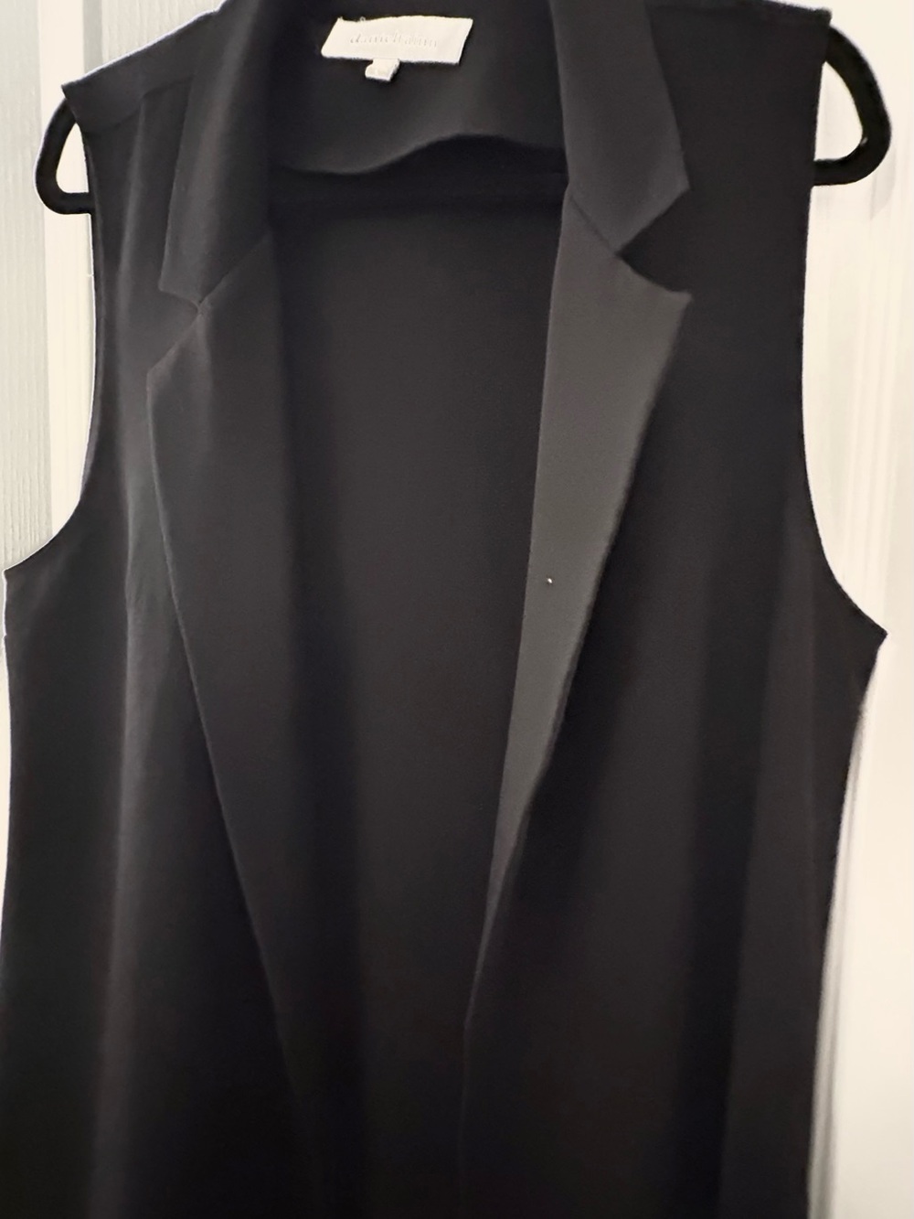Daniel Rainn Black Sleeveless Open Front Long Vest